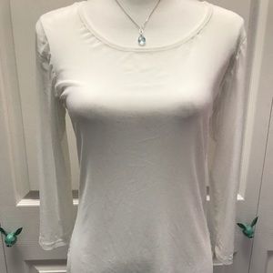 GEE LORETTA White Shear Top 3/4 sleeves/ Lg🌷